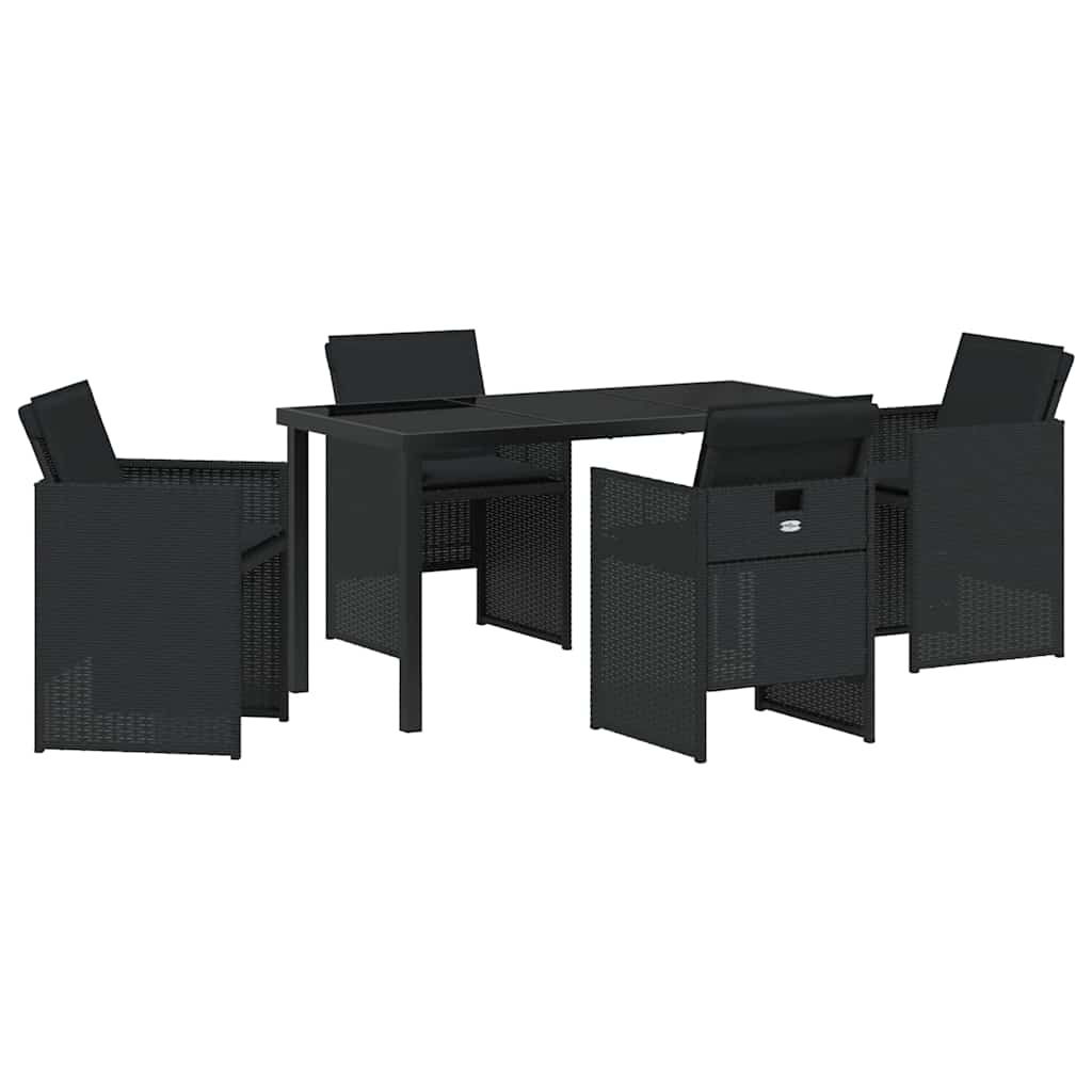 Kert étkező szett párnával 5 pcs Fekete polirattan