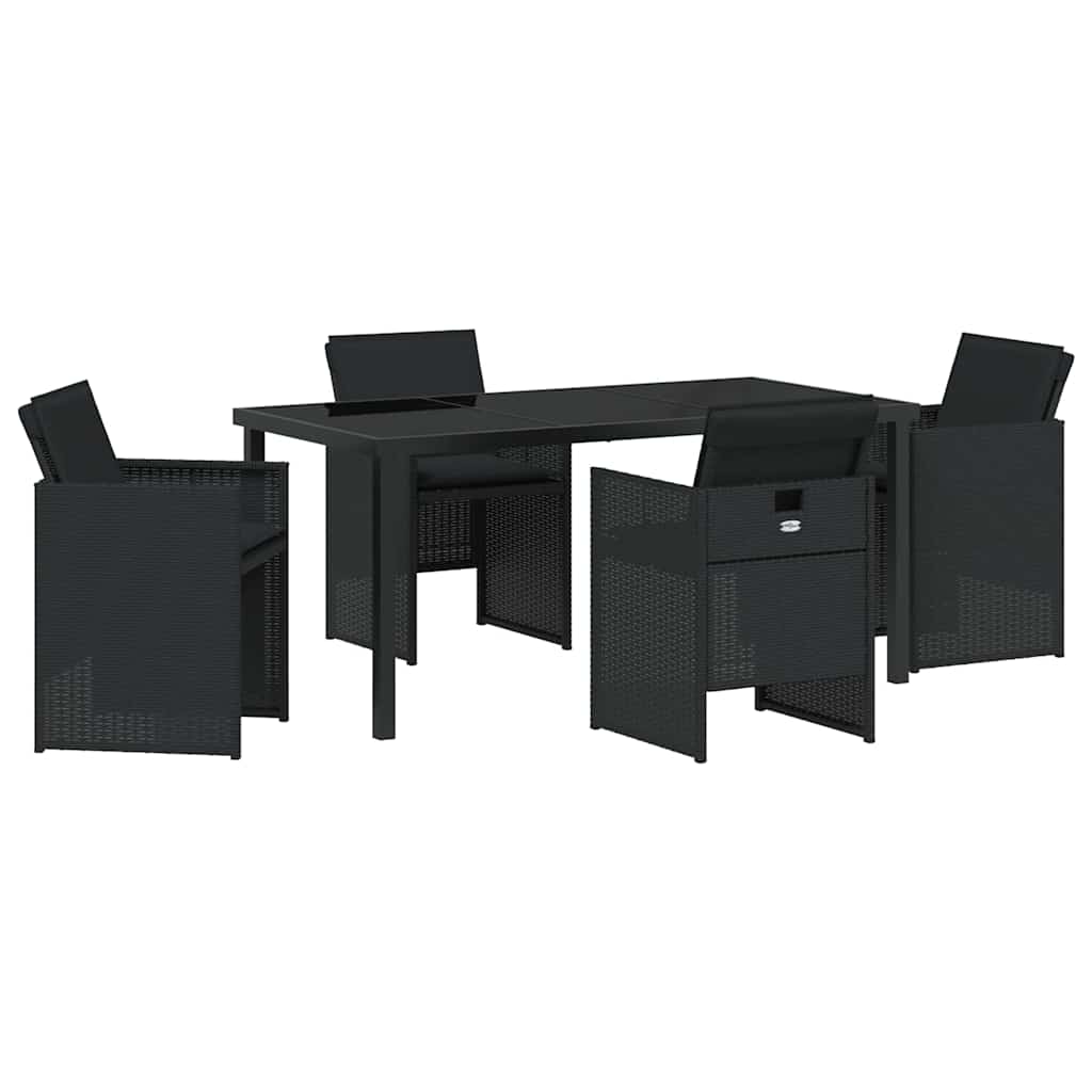 Kert étkező szett párnával 5 pcs Fekete polirattan