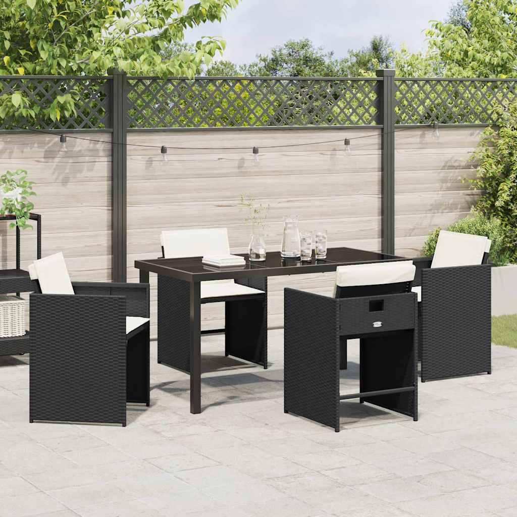 Kert étkező szett párnával 5 pcs Fekete polirattan