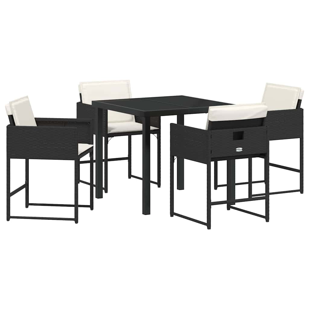 Kert étkező szett párnával 5 pcs Fekete polirattan