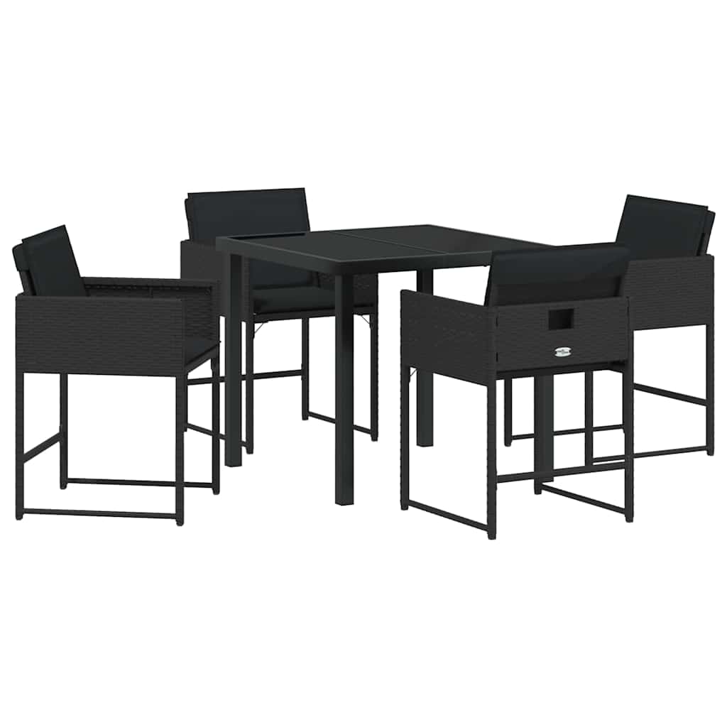 Kert étkező szett párnával 5 pcs Fekete polirattan