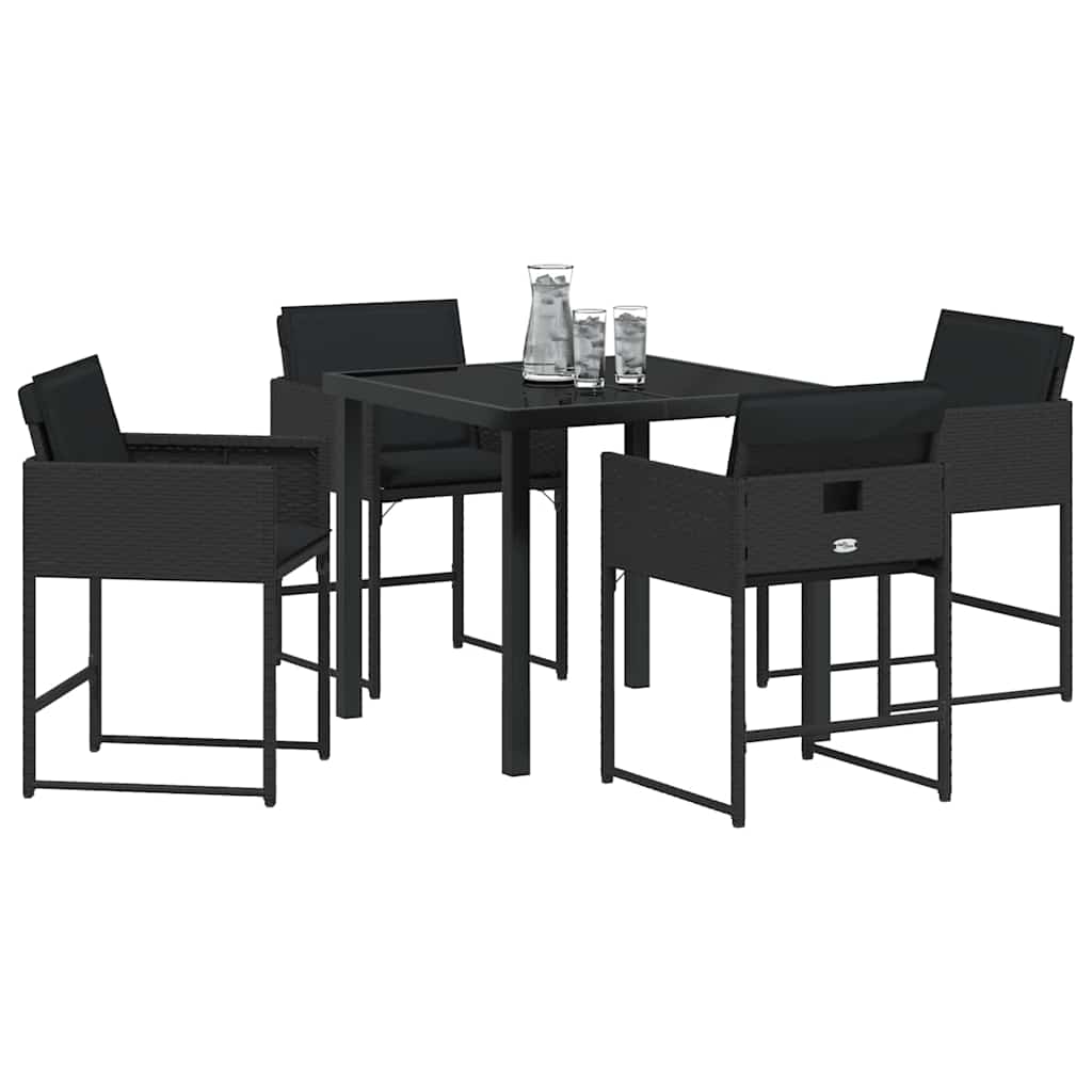 Kert étkező szett párnával 5 pcs Fekete polirattan
