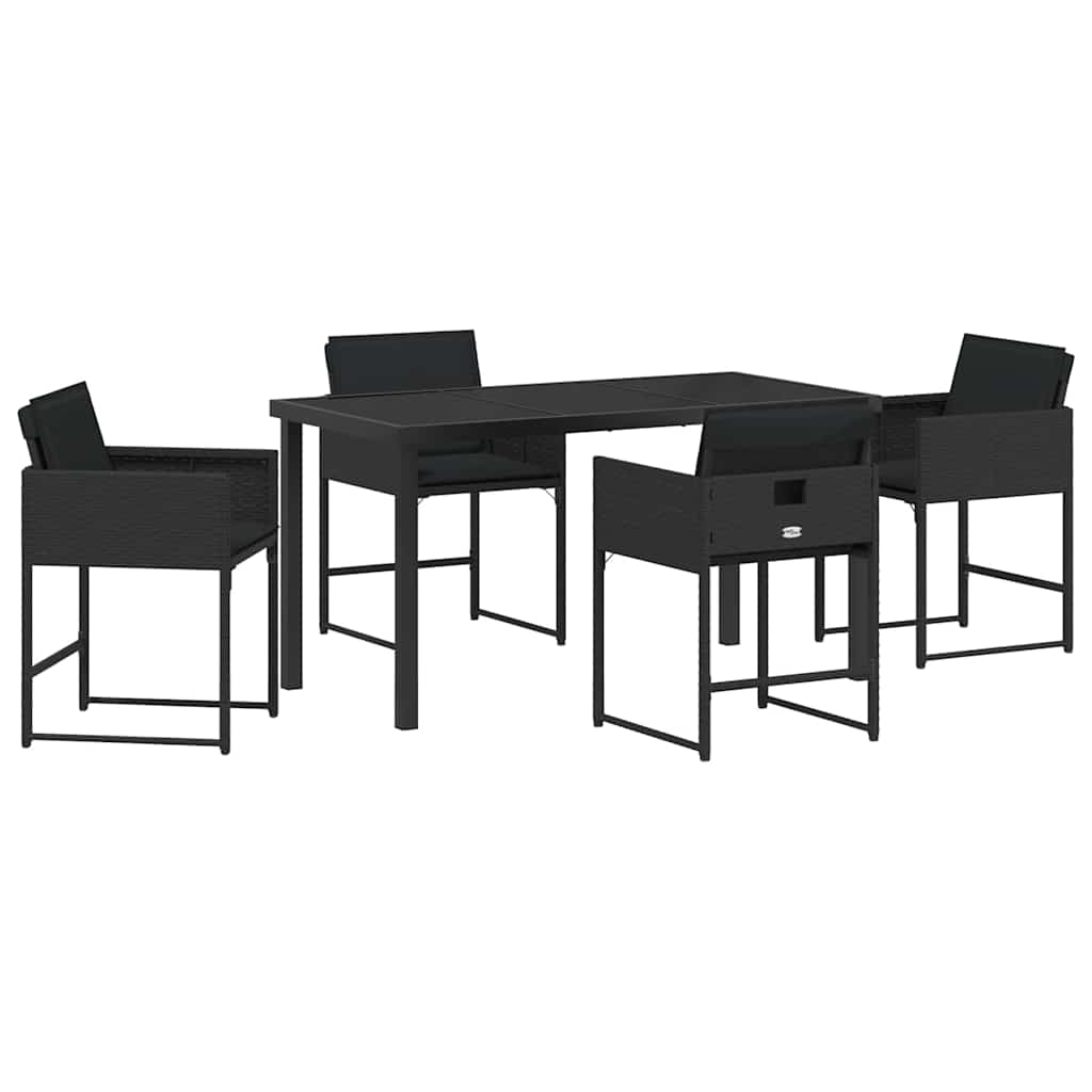 Kert étkező szett párnával 5 pcs Fekete polirattan