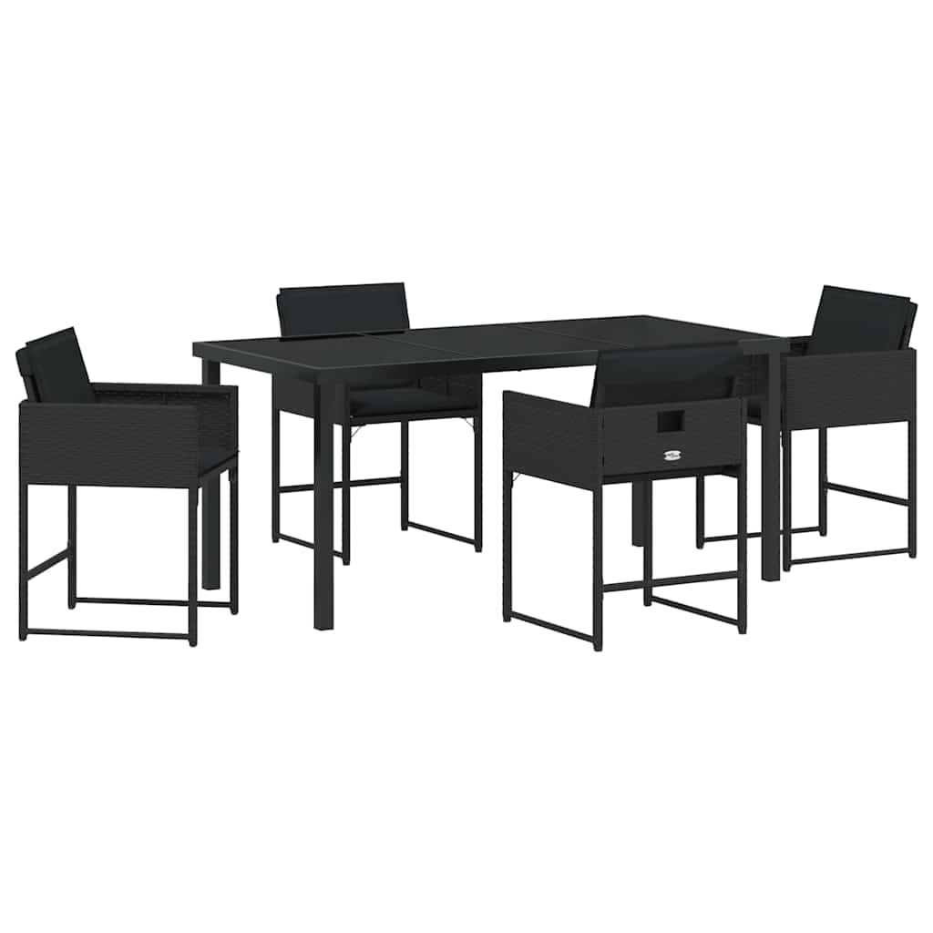 Kert étkező szett párnával 5 pcs Fekete polirattan