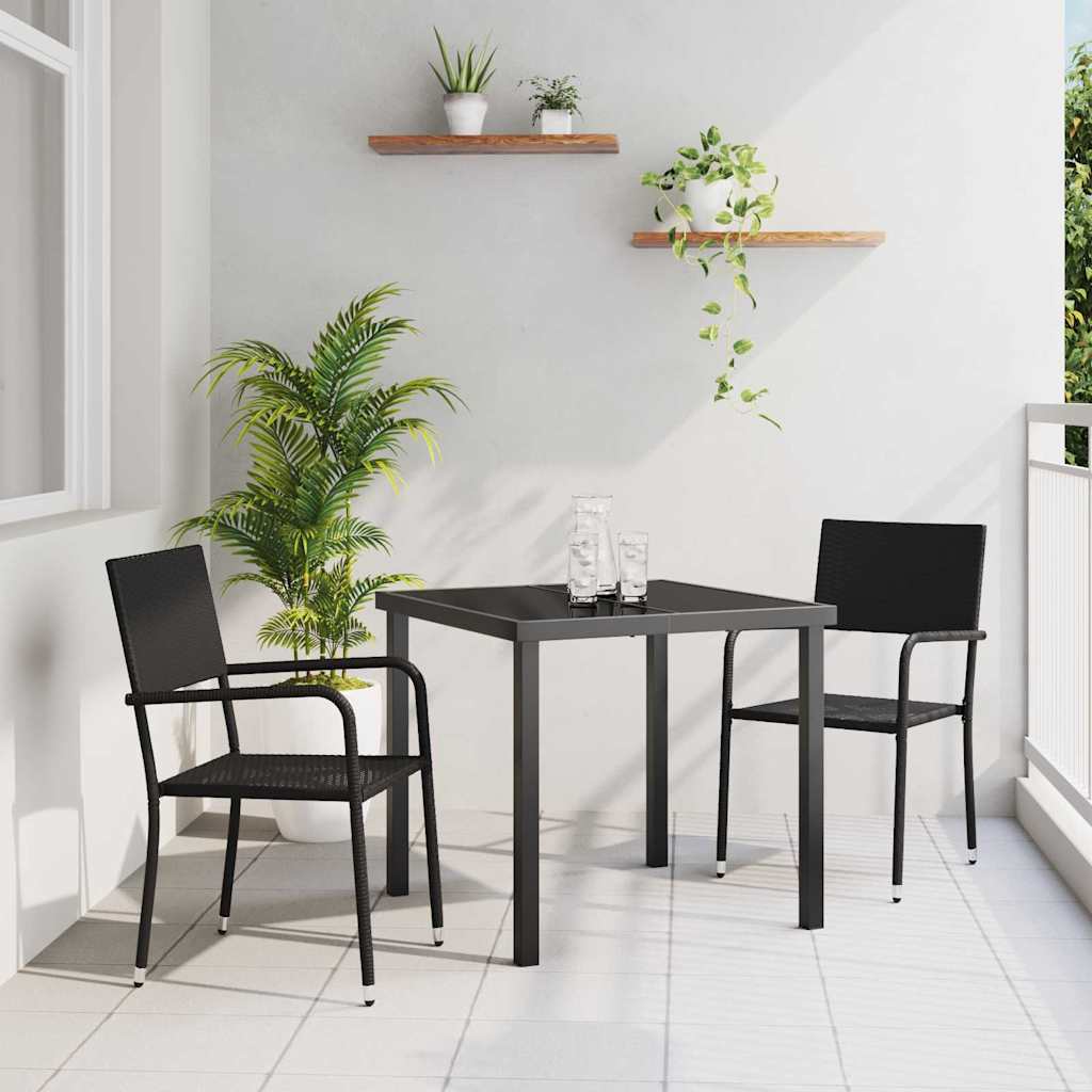 Kert étkező szett párnával 3 pcs Fekete polirattan