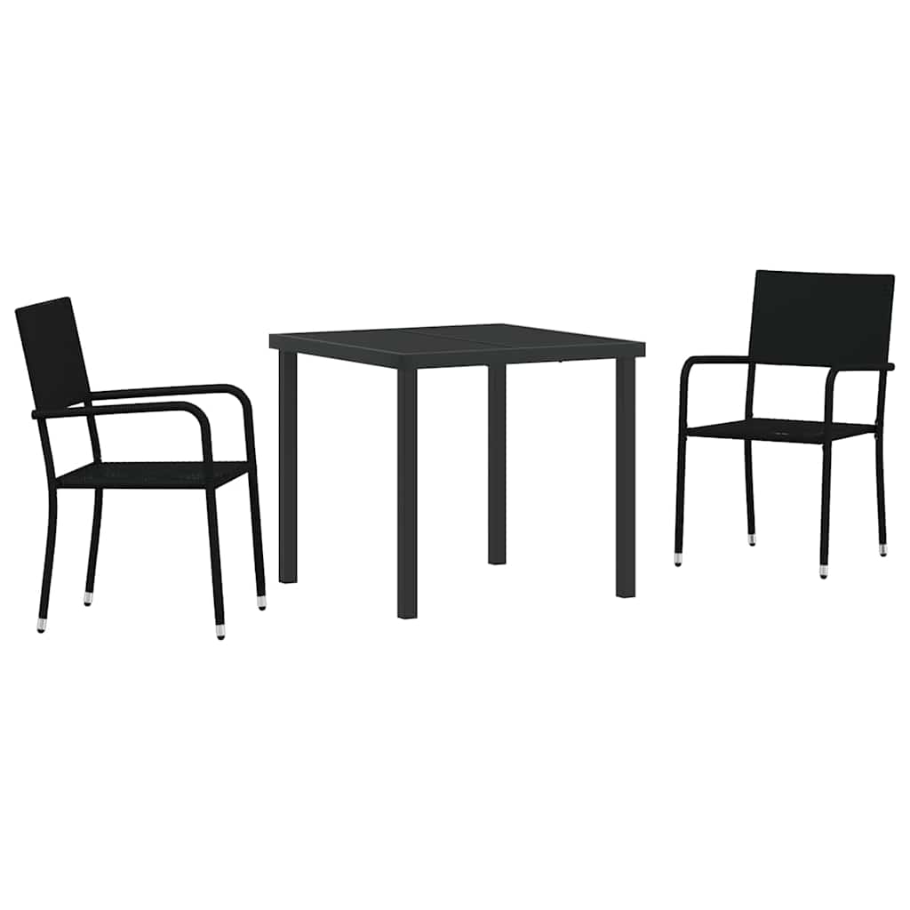 Kert étkező szett párnával 3 pcs Fekete polirattan