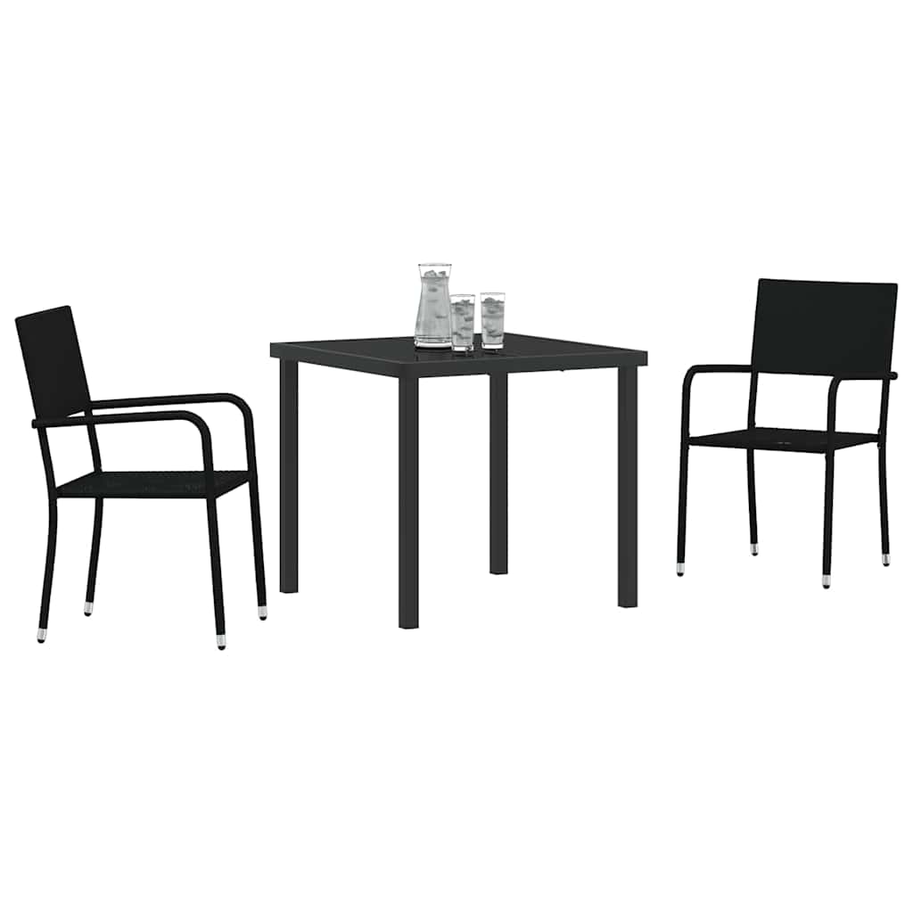 Kert étkező szett párnával 3 pcs Fekete polirattan