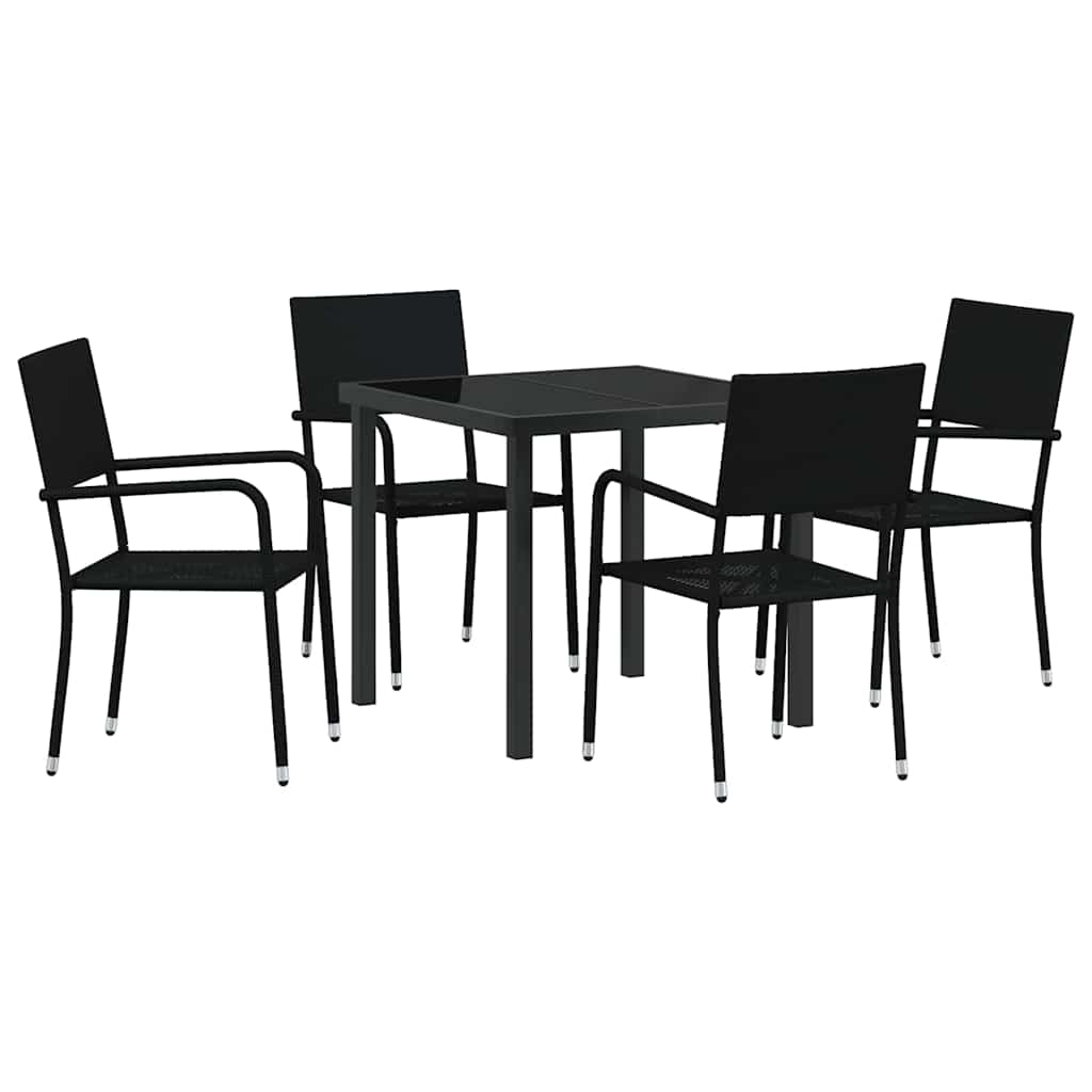 Kert étkező szett párnával 5 pcs Fekete polirattan
