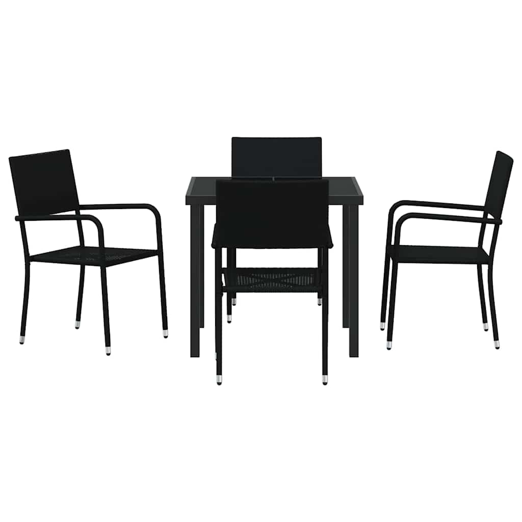 Kert étkező szett párnával 5 pcs Fekete polirattan