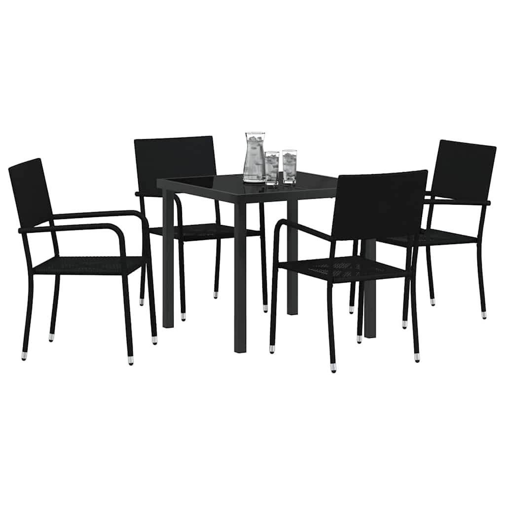 Kert étkező szett párnával 5 pcs Fekete polirattan