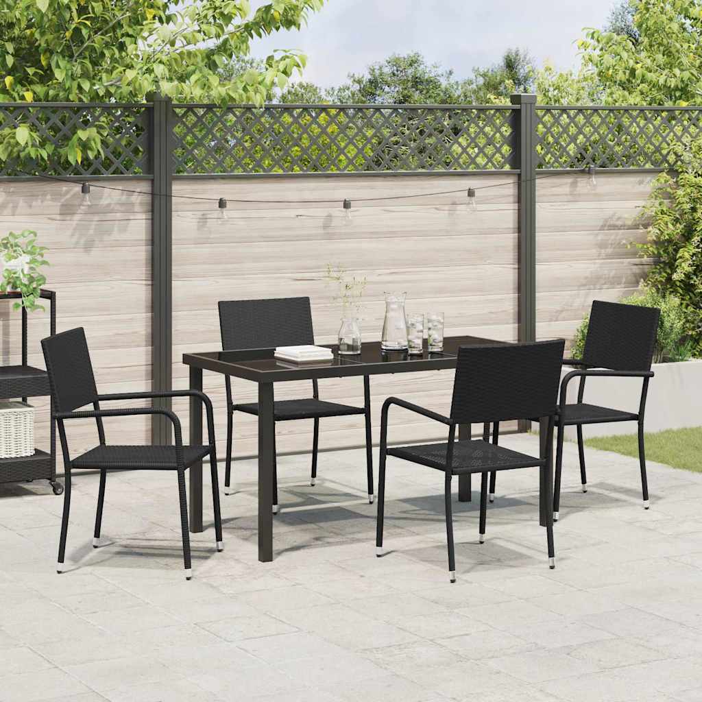 Kert étkező szett párnával 5 pcs Fekete polirattan