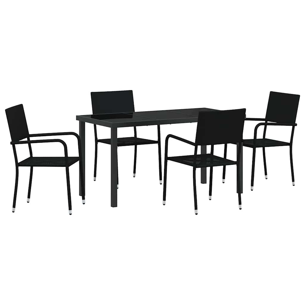 Kert étkező szett párnával 5 pcs Fekete polirattan