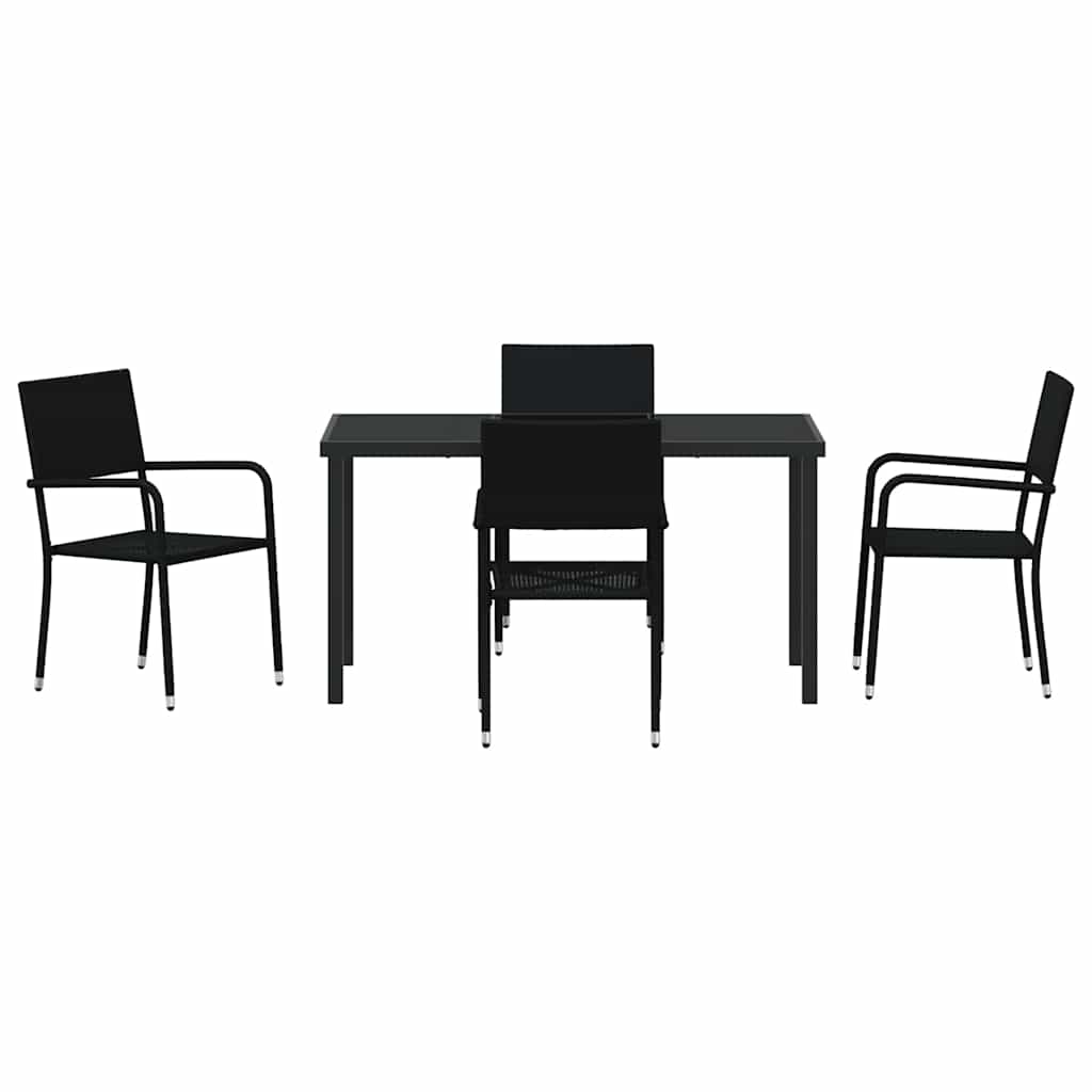 Kert étkező szett párnával 5 pcs Fekete polirattan