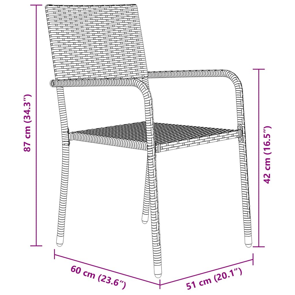 Kert étkező szett párnával 5 pcs Fekete polirattan