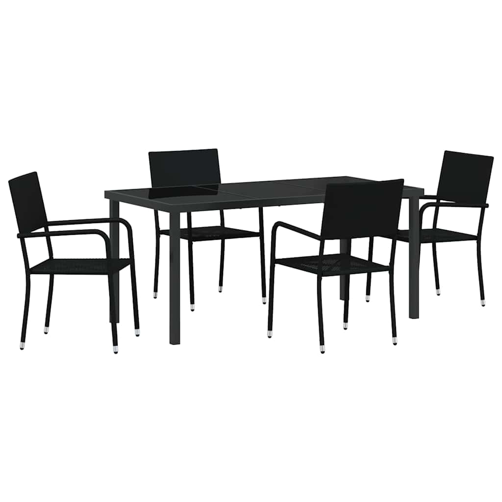Kert étkező szett párnával 5 pcs Fekete polirattan