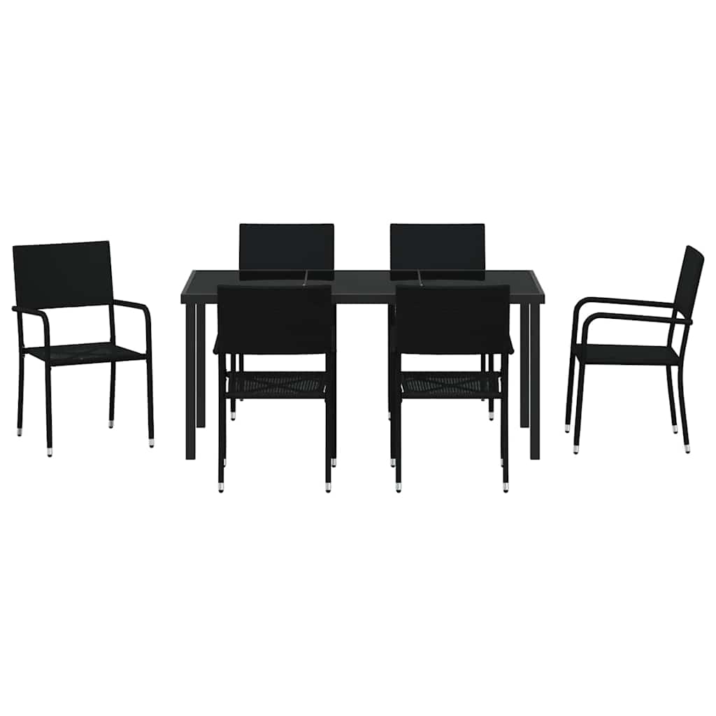 Kert étkező szett párnával 7 pcs Fekete polirattan