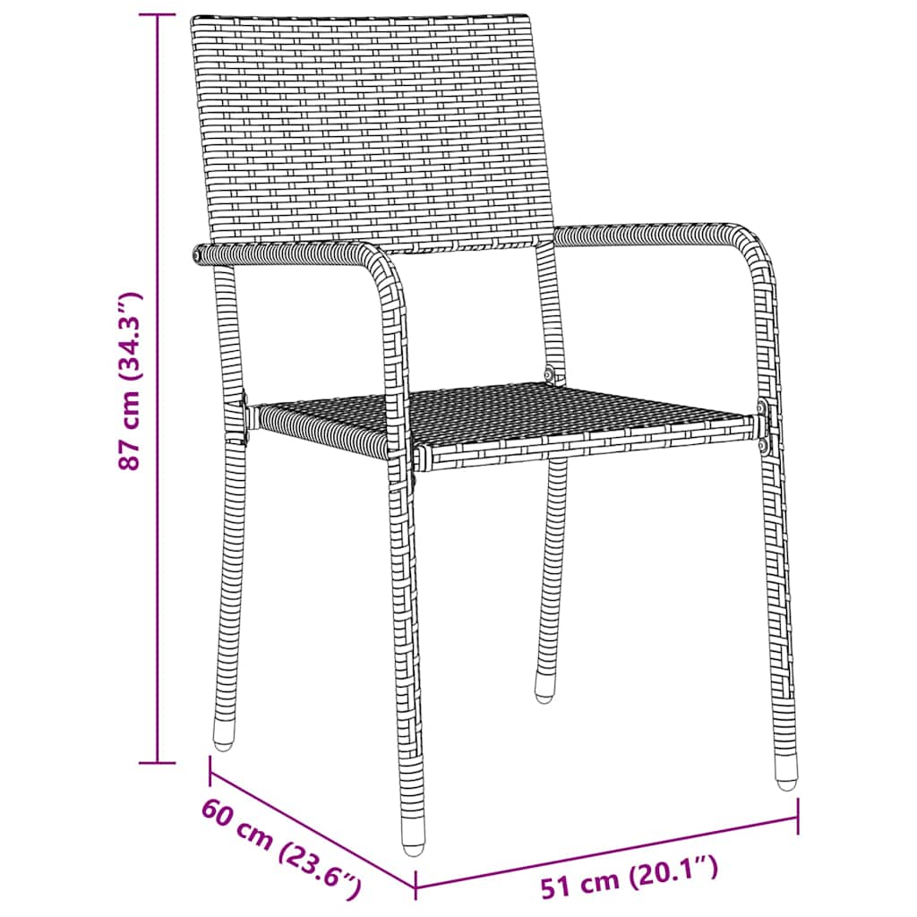 Kert étkező szett párnával 3 pcs Szürke polirattan