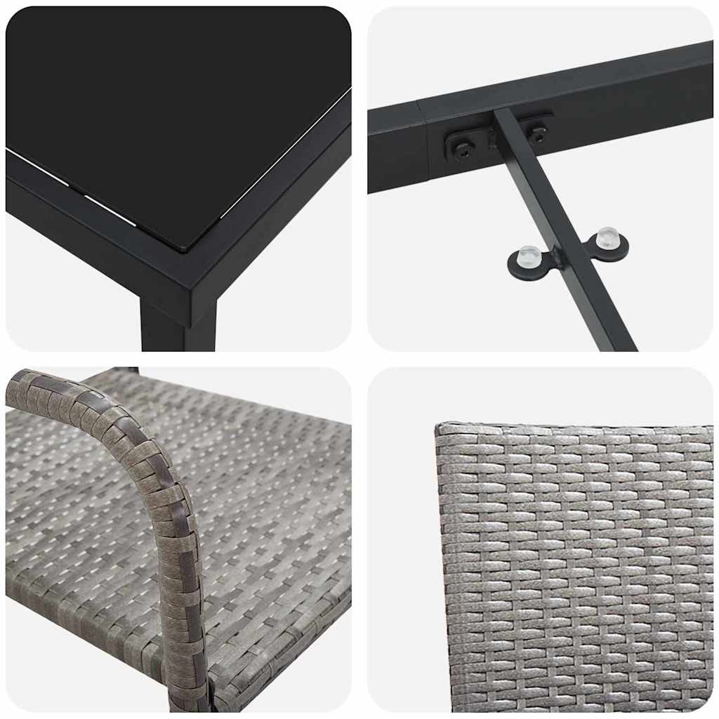 Kert étkező szett párnával 7 pcs Szürke polirattan