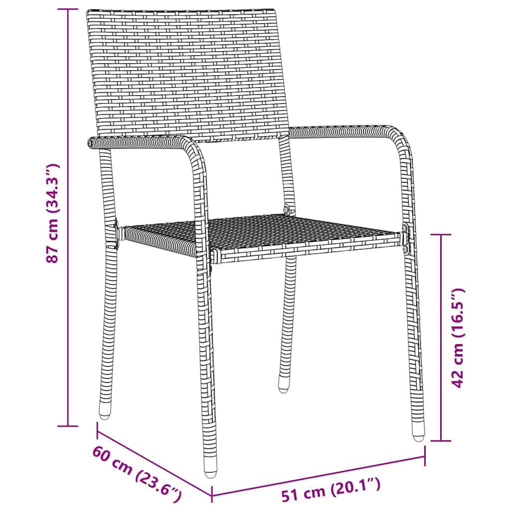 Kert étkező szett párnával 7 pcs Szürke polirattan