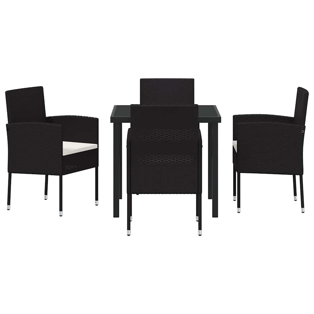 Kert étkező szett párnával 5 pcs Fekete polirattan