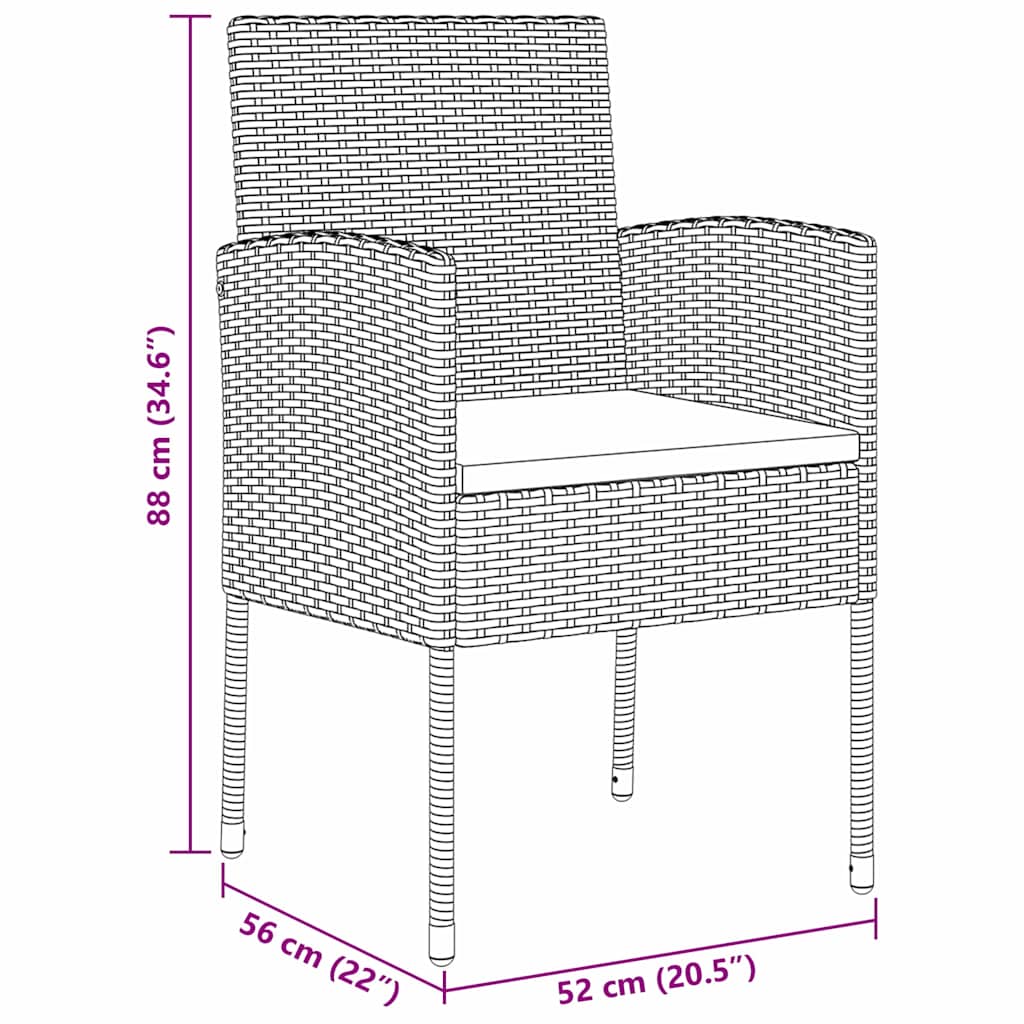 Kert étkező szett párnával 5 pcs Szürke polirattan