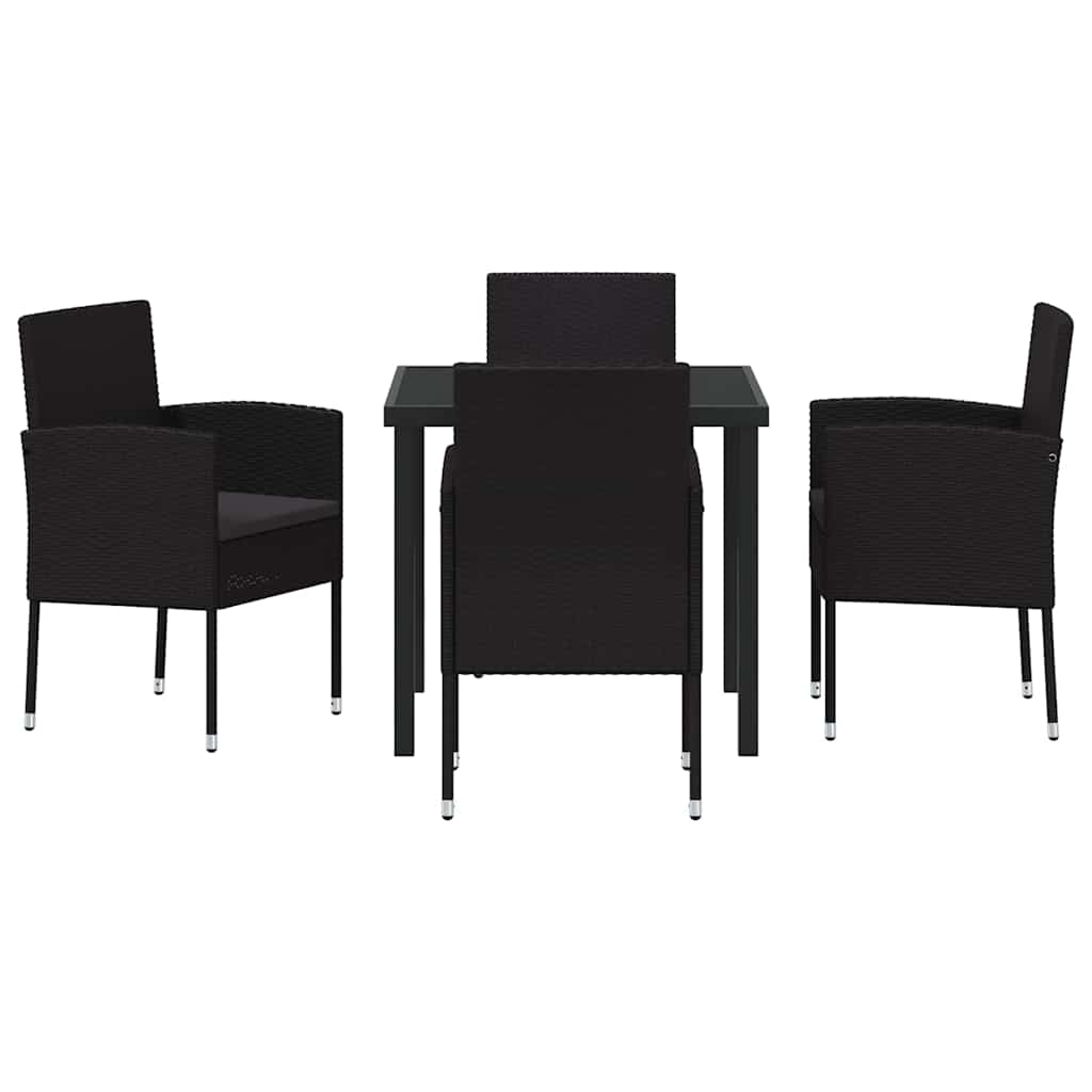 Kert étkező szett párnával 5 pcs Fekete polirattan