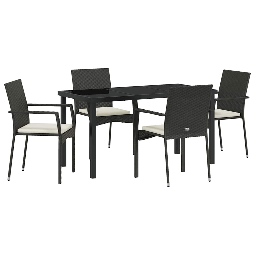 Kert étkező szett párnával 5 pcs Fekete polirattan