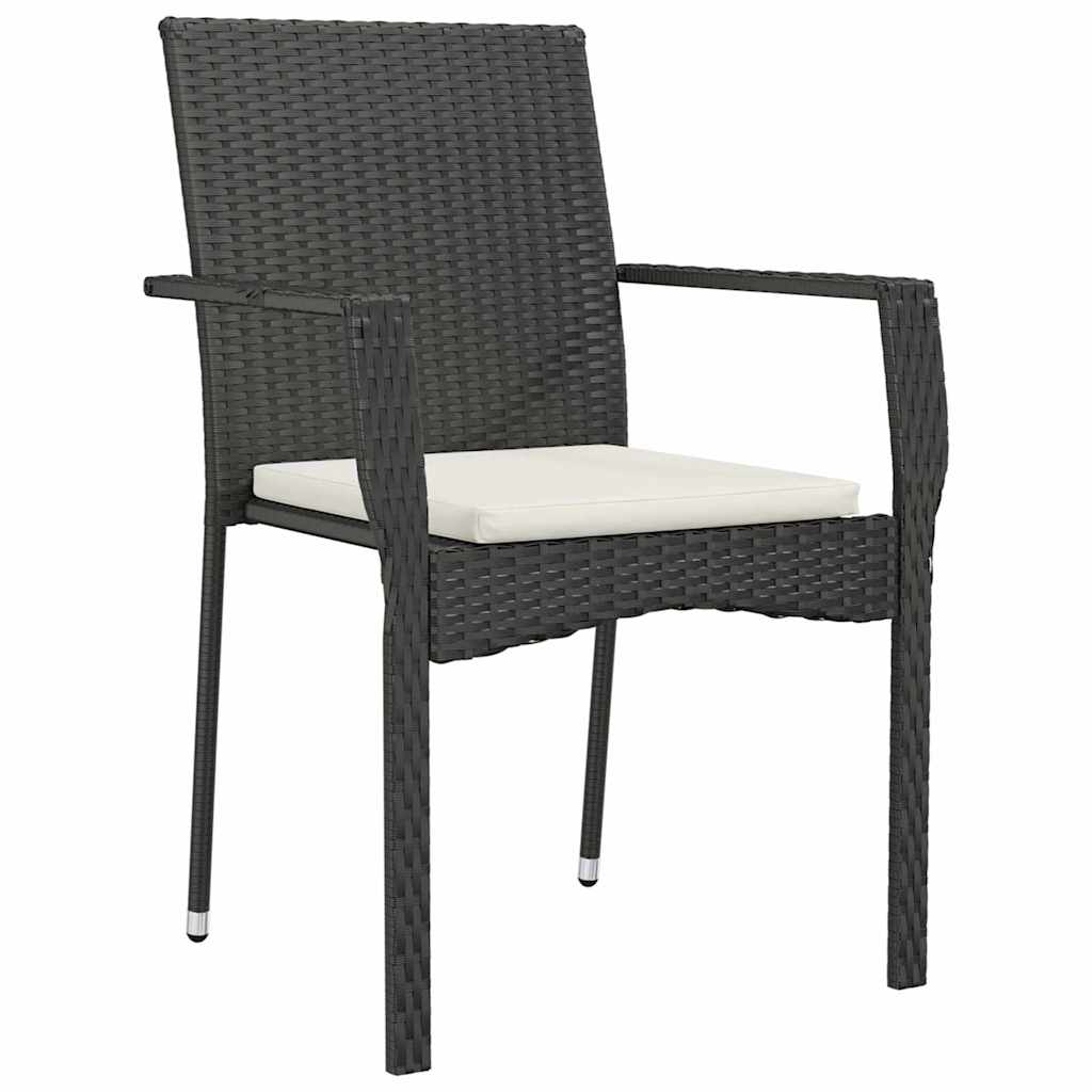 Kert étkező szett párnával 7 pcs Fekete polirattan