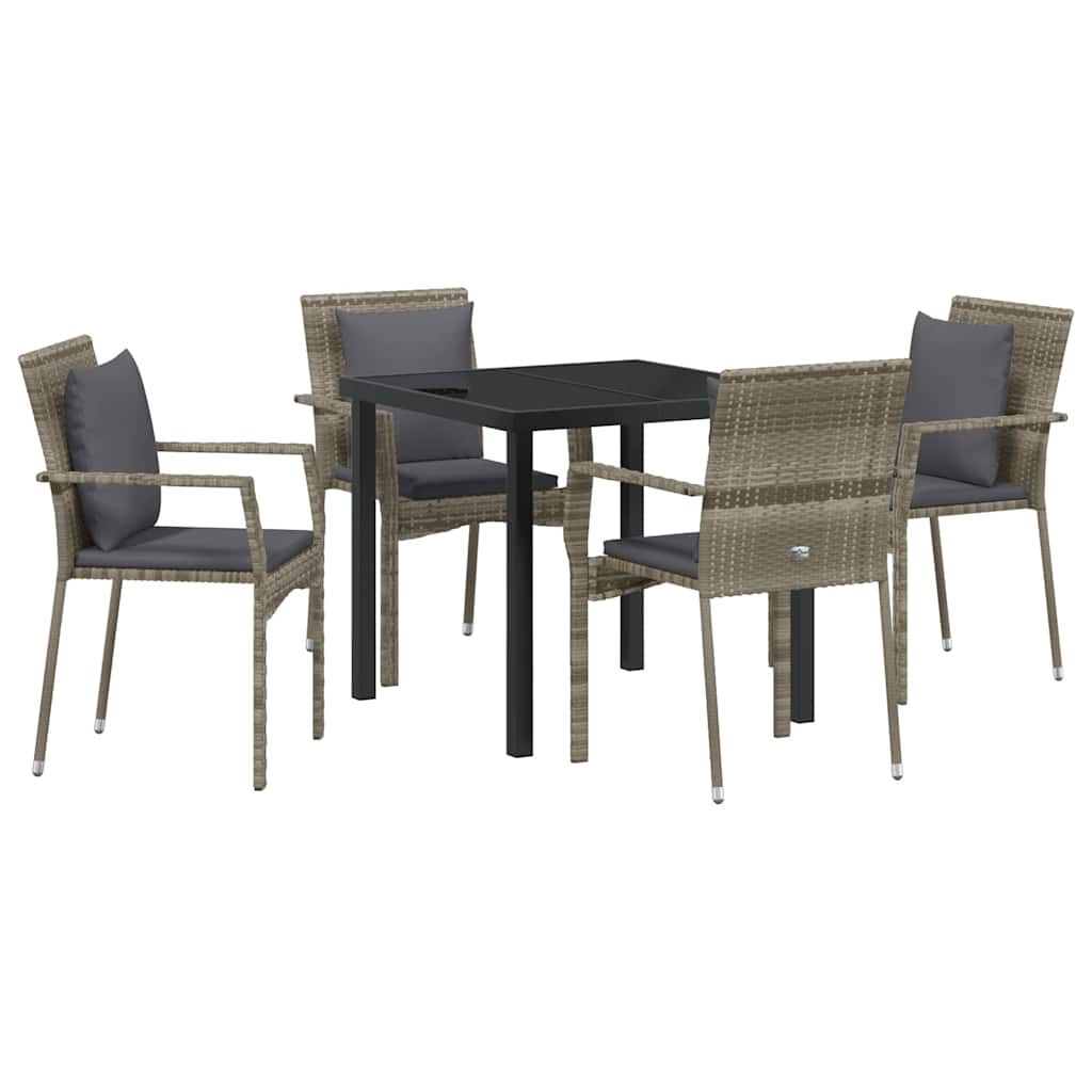 Kert étkező szett párnával 5 pcs Szürke polirattan
