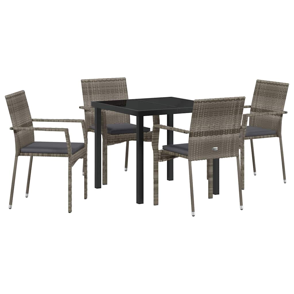 Kert étkező szett párnával 5 pcs Szürke polirattan