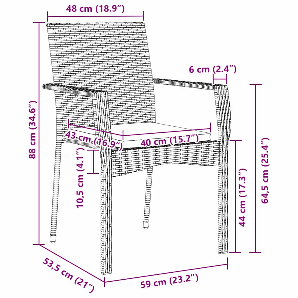 Kert étkező szett párnával 7 pcs Szürke polirattan