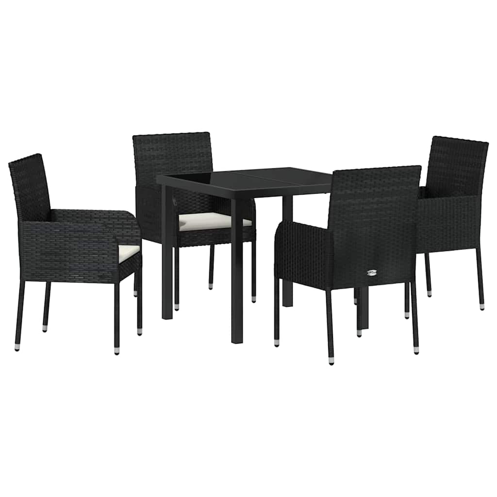 Kert étkező szett párnával 5 pcs Fekete polirattan