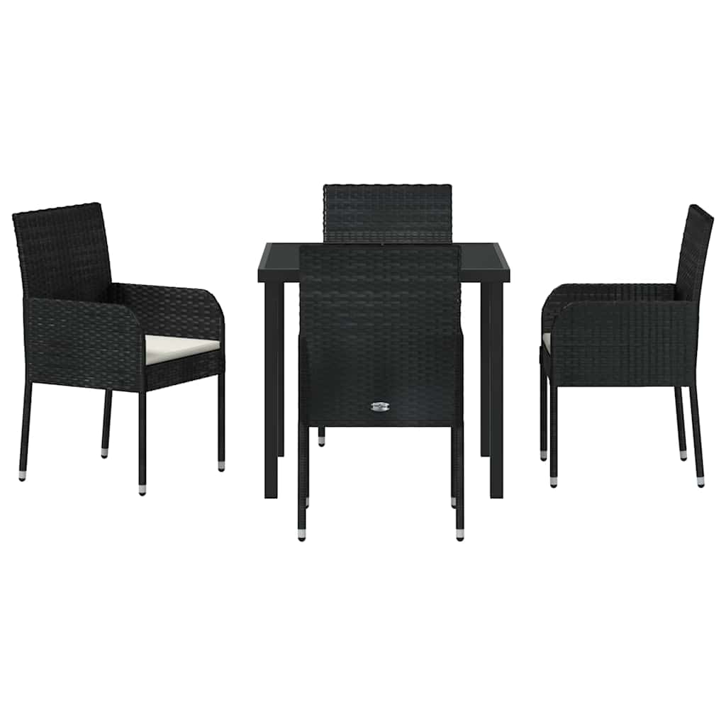 Kert étkező szett párnával 5 pcs Fekete polirattan