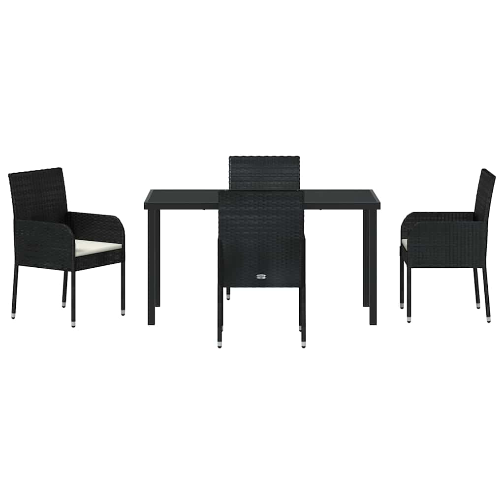 Kert étkező szett párnával 5 pcs Fekete polirattan