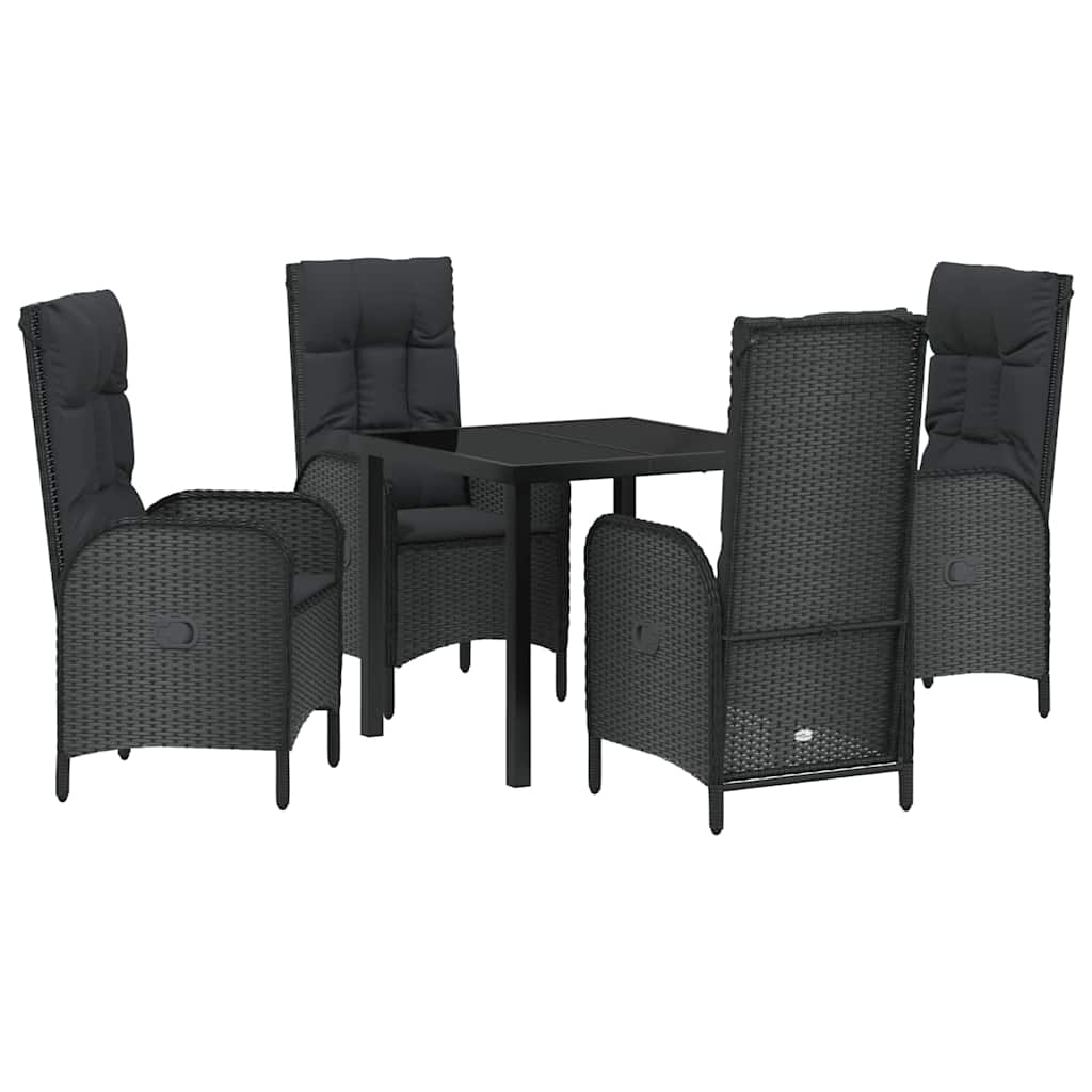 Kert étkező szett párnával 5 pcs Fekete polirattan