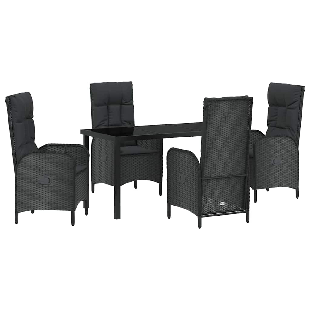 Kert étkező szett párnával 5 pcs Fekete polirattan