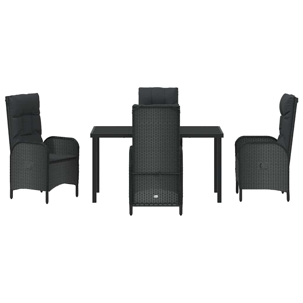 Kert étkező szett párnával 5 pcs Fekete polirattan