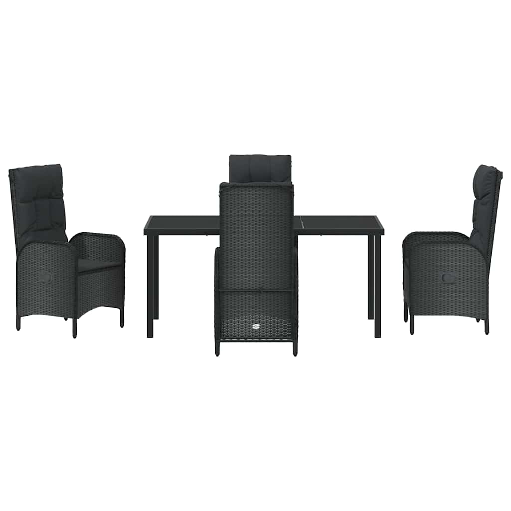 Kert étkező szett párnával 5 pcs Fekete polirattan