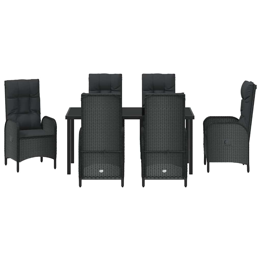 Kert étkező szett párnával 7 pcs Fekete polirattan