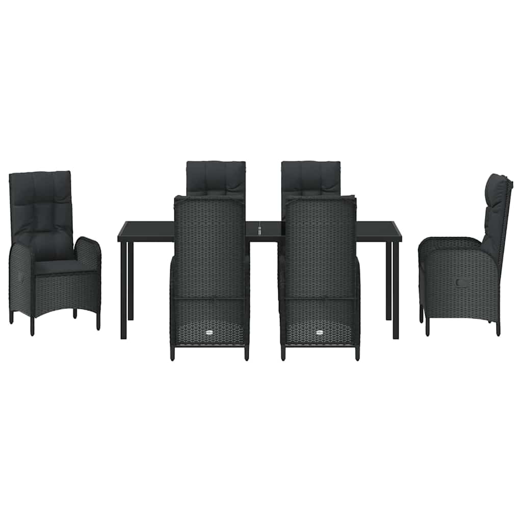 Kert étkező szett párnával 7 pcs Fekete polirattan