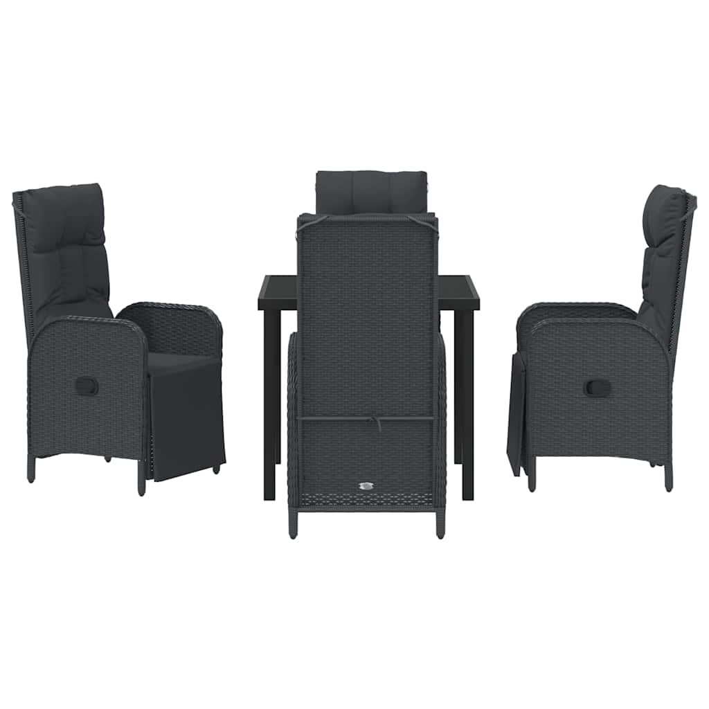 Kert étkező szett párnával 5 pcs Fekete polirattan
