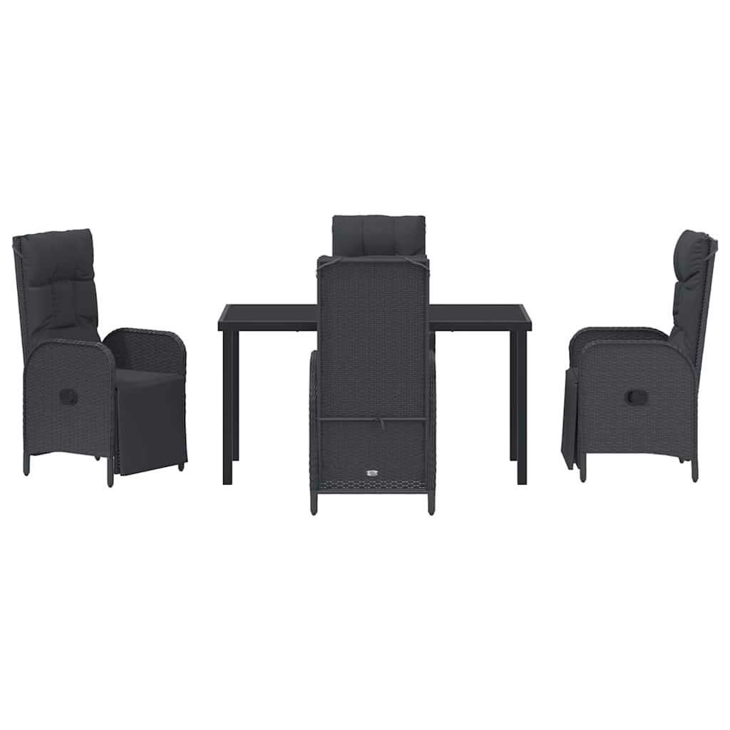 Kert étkező szett párnával 5 pcs Fekete polirattan