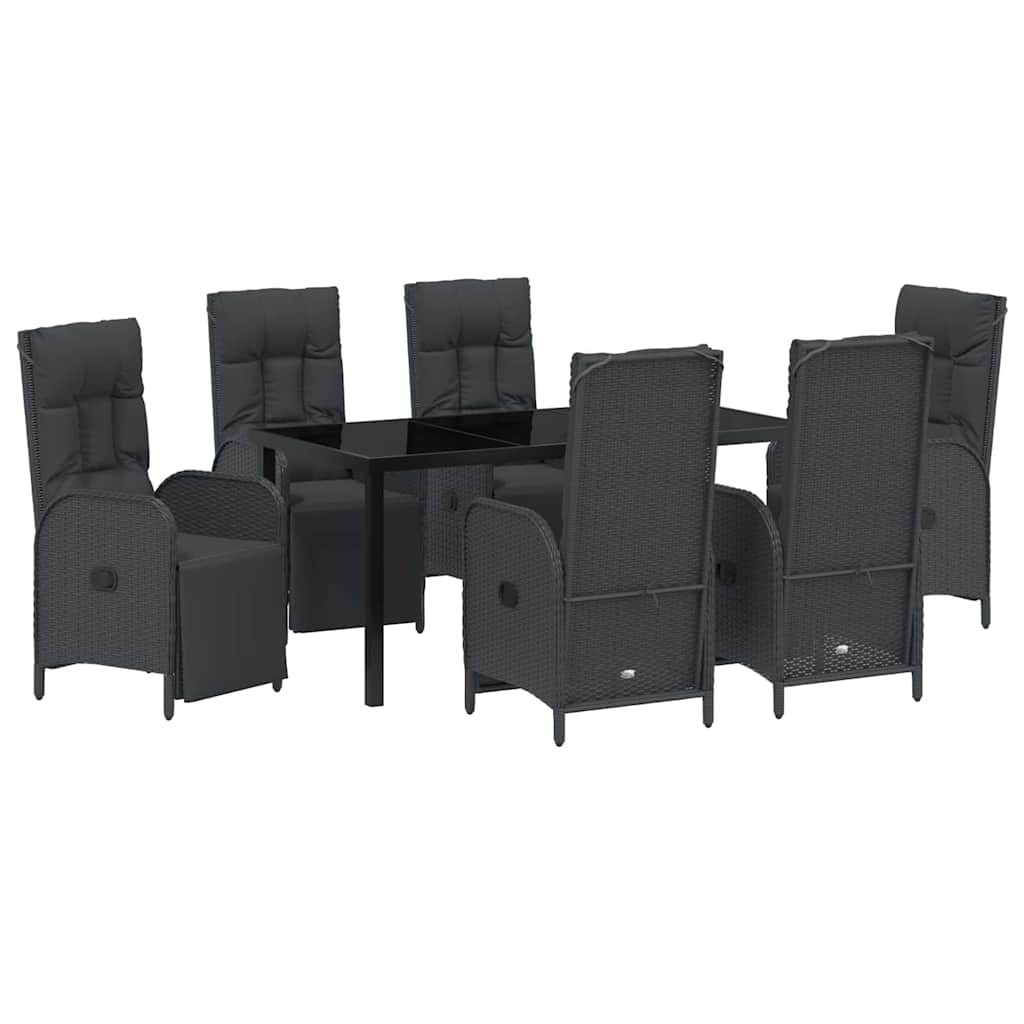 Kert étkező szett párnával 7 pcs Fekete polirattan