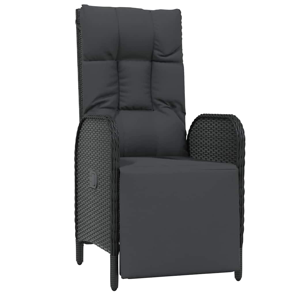 Kert étkező szett párnával 7 pcs Fekete polirattan