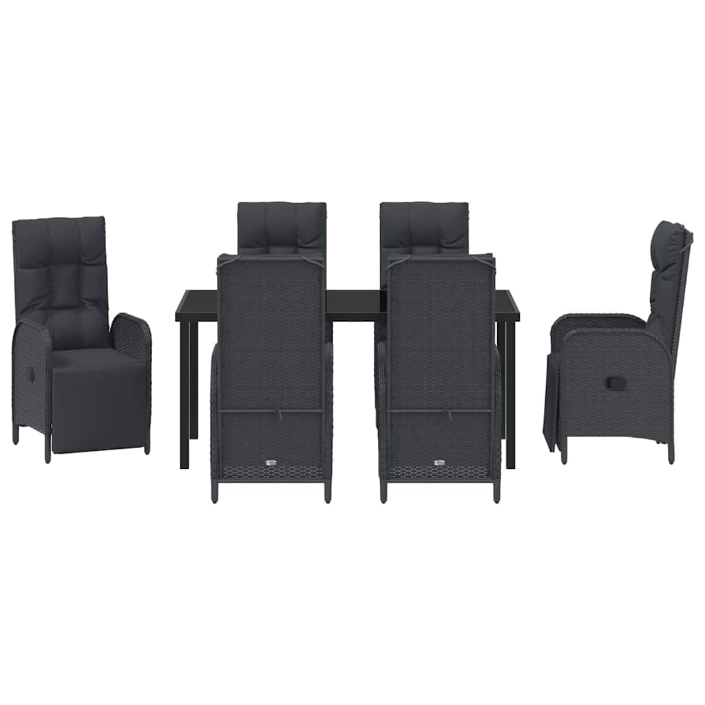 Kert étkező szett párnával 7 pcs Fekete polirattan
