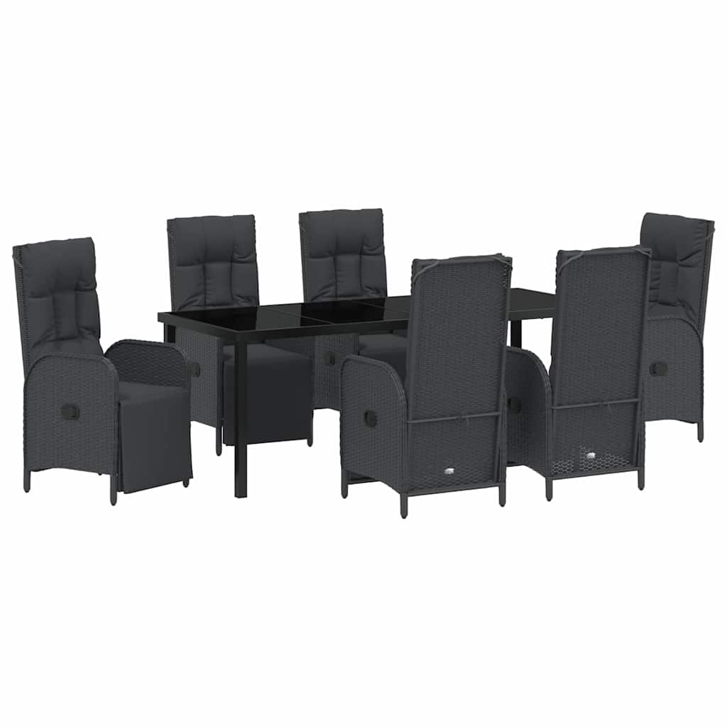 Kert étkező szett párnával 7 pcs Fekete polirattan