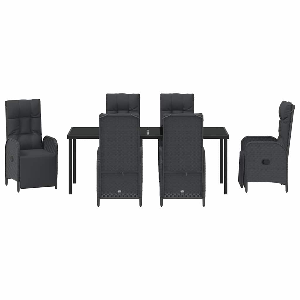 Kert étkező szett párnával 7 pcs Fekete polirattan