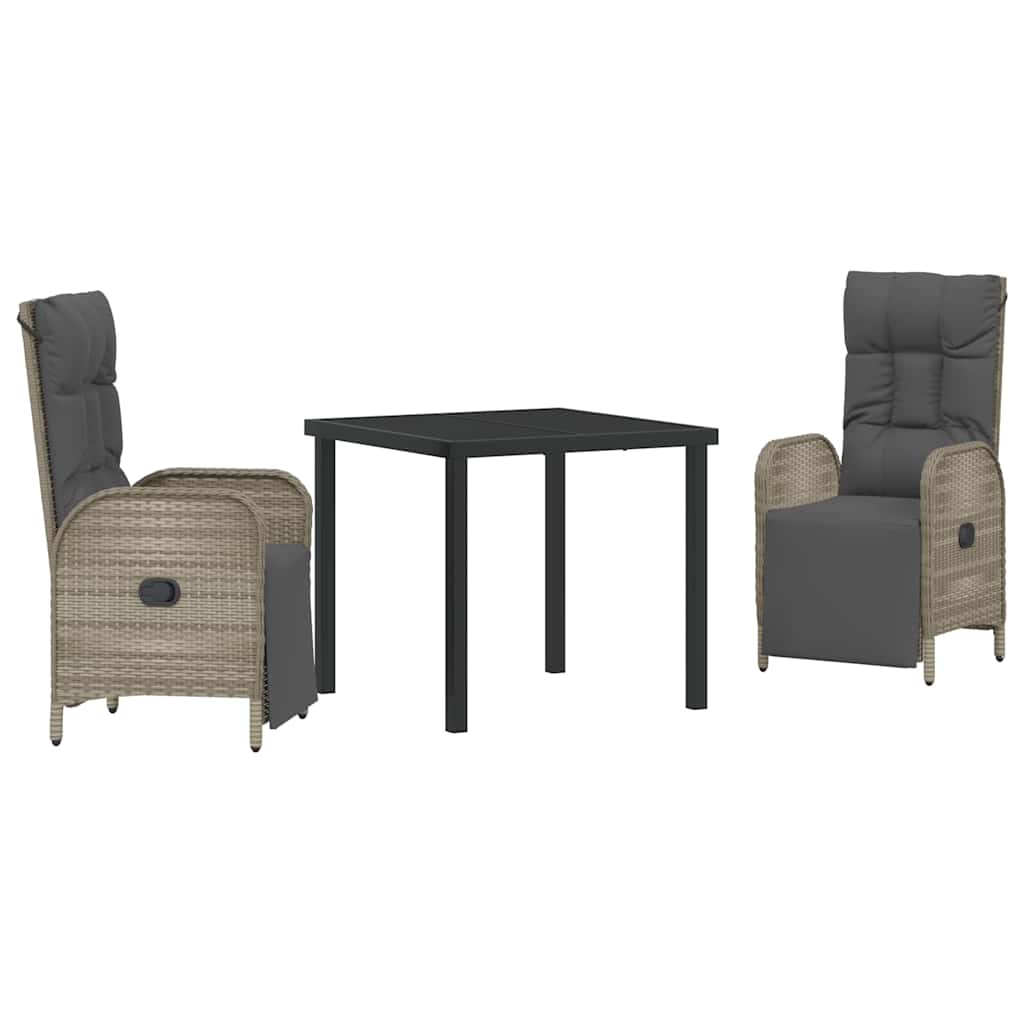 Kert étkező szett párnával 3 pcs Szürke polirattan
