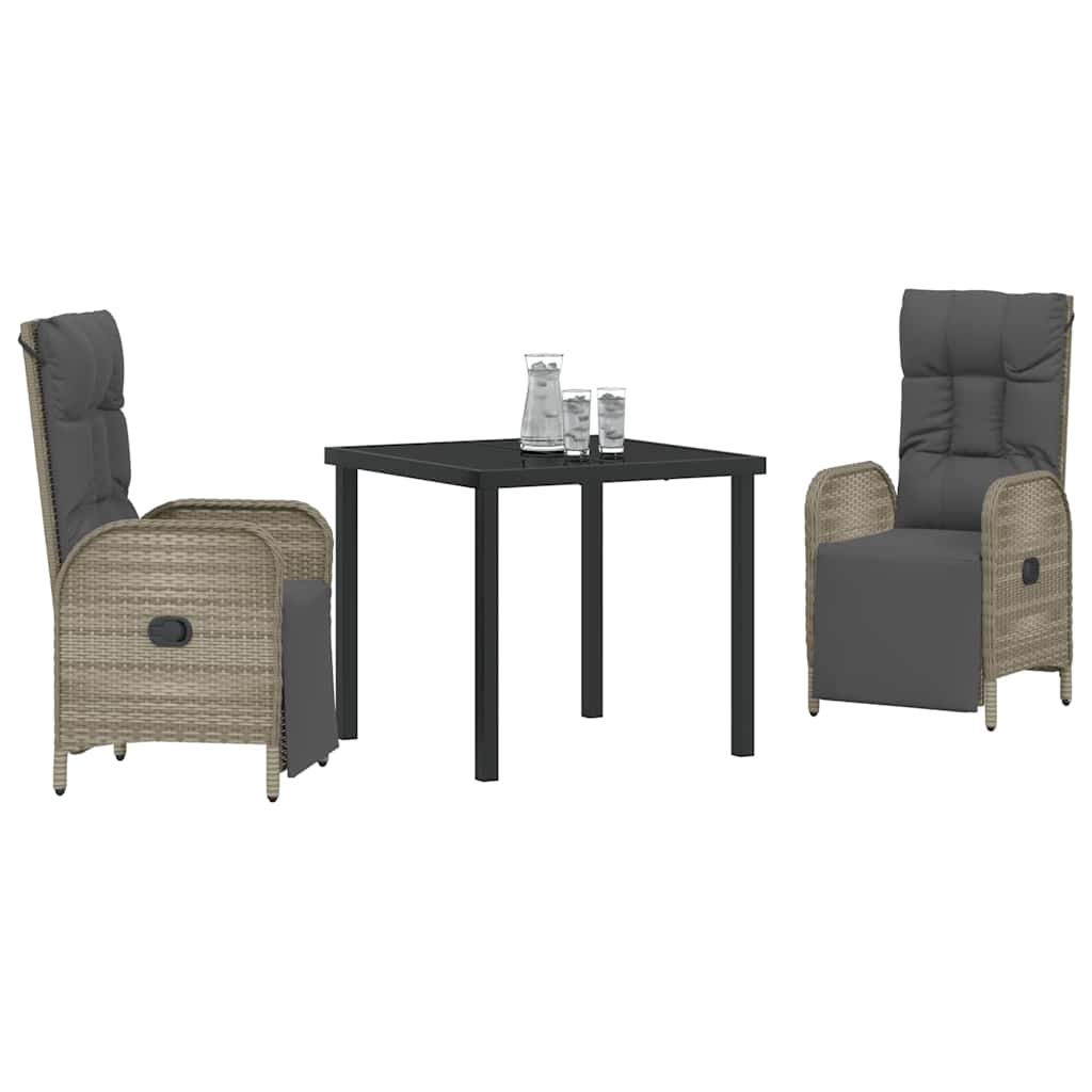 Kert étkező szett párnával 3 pcs Szürke polirattan