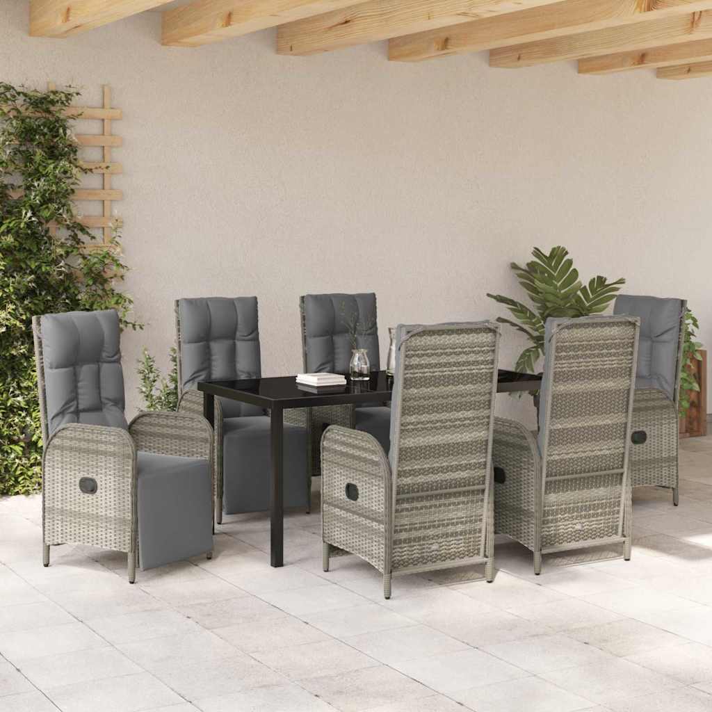 Kert étkező szett párnával 7 pcs Szürke polirattan